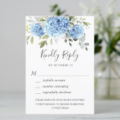 Elegante Watercolor Blue Hydrangea Blume Hochzeit RSVP Karte