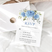 Elegante Watercolor Blue Hydrangea Blume Hochzeit RSVP Karte