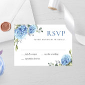 Elegante Watercolor Blue Hydrangea Blume Hochzeit RSVP Karte
