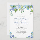 Elegante Watercolor Blue Hydrangea Blumenhochzeit Einladung (Vorderseite)