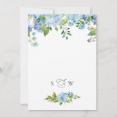 Elegante Watercolor Blue Hydrangea Blumenhochzeit Einladung (Rückseite)