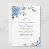 Elegante Watercolor Blue Hydrangea Blumenhochzeit Einladung (Vorderseite)