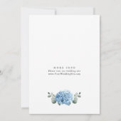 Elegante Watercolor Blue Hydrangea Blumenhochzeit Einladung (Rückseite)