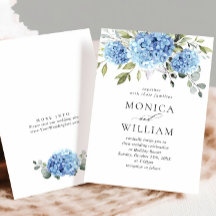 Elegante Watercolor Blue Hydrangea Blumenhochzeit
