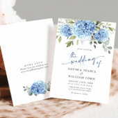 Elegante Watercolor Blue Hydrangea Blumenhochzeit Einladung