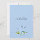 Elegante Watercolor Blue Hydrangea Blumenhochzeit Einladung (Rückseite)