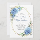 Elegante Watercolor Blue Hydrangea Blumenhochzeit Einladung (Vorderseite)
