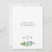 Elegante Watercolor Blue Hydrangea Blumenhochzeit Einladung (Rückseite)