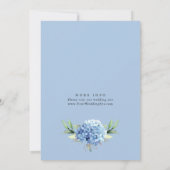 Elegante Watercolor Blue Hydrangea Blumenhochzeit Einladung (Rückseite)