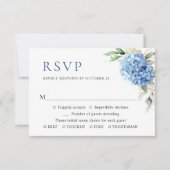 Elegante Watercolor Blue Hydrangea Blumenhochzeit RSVP Karte (Vorderseite)