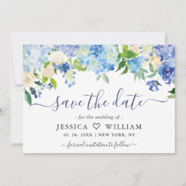 Elegante Watercolor Blue Hydrangea Blumenhochzeit Save The Date