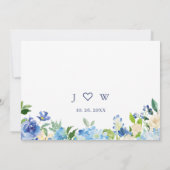 Elegante Watercolor Blue Hydrangea Blumenhochzeit Save The Date (Rückseite)