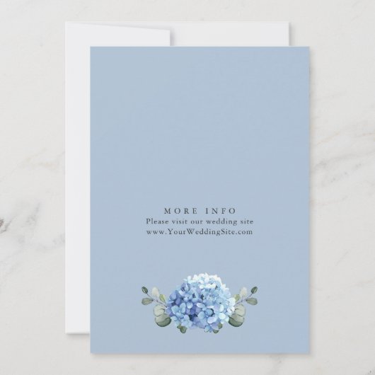 Elegante Watercolor Blue Hydrangea ENGAGEMENT PART Einladung (Rückseite)