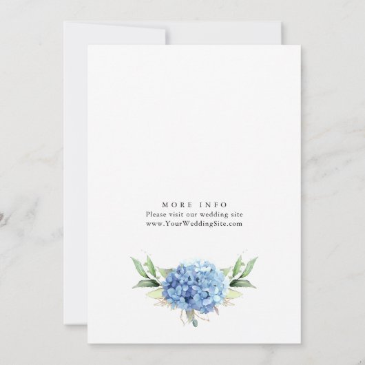 Elegante Watercolor Blue Hydrangea ENGAGEMENT PART Einladung (Rückseite)