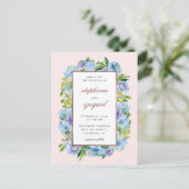 Elegante Watercolor Blue Hydrangeas Floral Wedding Einladungspostkarte (Stehend Vorderseite)