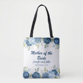 Elegante Watercolor Blue Rose Blumenhochzeit Tasche (Vorderseite)