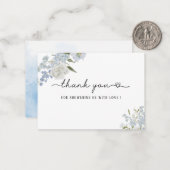 Elegante Watercolor Blue Wildblumen Babydusche Mitteilungskarte (Vorderseite/Rückseite Beispiel)