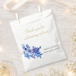 Elegante Watercolor Blue Wildblumen Hochzeit Geschenktütchen