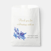 Elegante Watercolor Blue Wildblumen Hochzeit Geschenktütchen (Vorderseite)