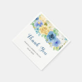 Elegante Watercolor Blue Yellow Rose Garden Weddin Serviette (Ecke)