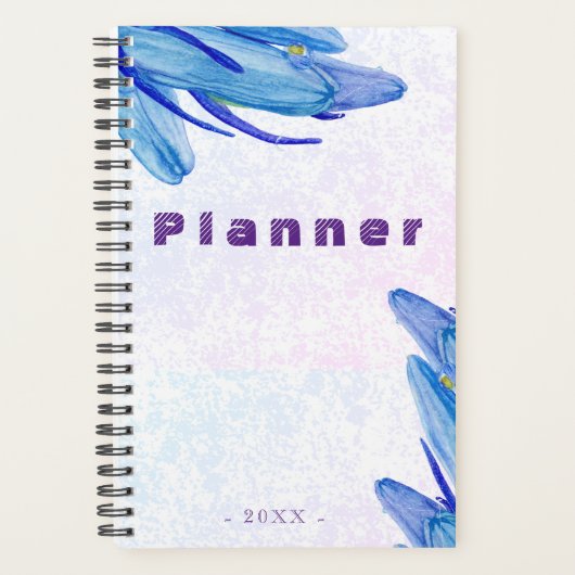 Elegante Watercolor Bluebell Blume | Kunstplaner Planer (Vorderseite)