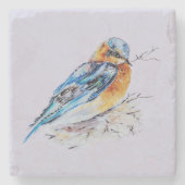 Elegante Watercolor Bluebird Nature Steinuntersetzer (Vorderseite)