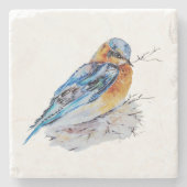 Elegante Watercolor Bluebird Nature Steinuntersetzer (Vorderseite)