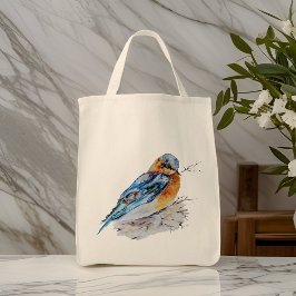 Elegante Watercolor Bluebird Nature Tragetasche