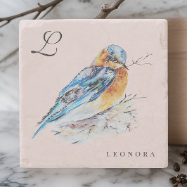 Elegante Watercolor Bluebird Personalize Steinuntersetzer
