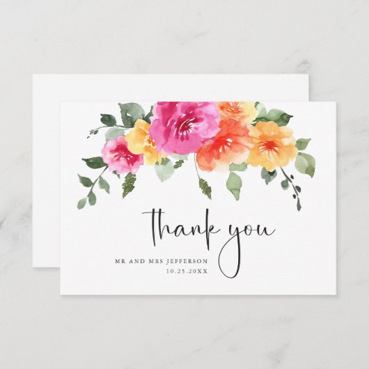 Elegante Watercolor Blume Blumenzwiebeln Dankeskarte (Vorne/Hinten)