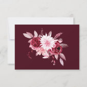 Elegante Watercolor Blume Burgundy Wedding RSVP Karte (Rückseite)