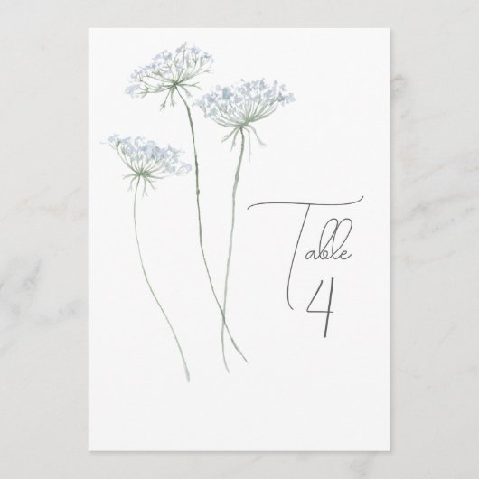 Elegante Watercolor Blume Tischnummer (Vorderseite)