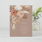Elegante Watercolor Blumen Herbst Winter Hochzeit Einladung (Stehend Vorderseite)
