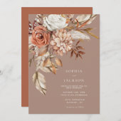 Elegante Watercolor Blumen Herbst Winter Hochzeit Einladung (Vorne/Hinten)