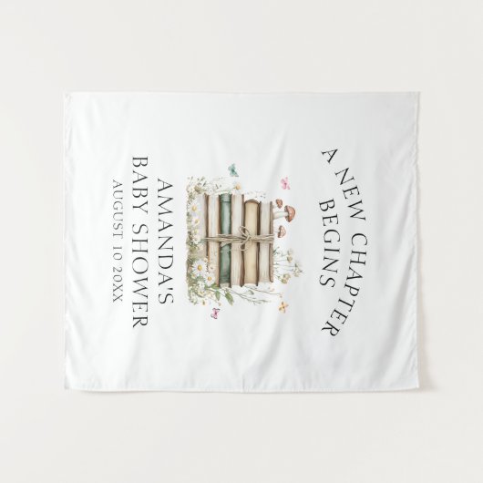 Elegante Watercolor Blumenbücher Kinderdusche Wandteppich (Vorderseite (Horizontal))