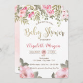Elegante Watercolor Blumendusche Einladung (Vorne/Hinten)