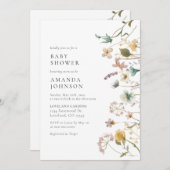 Elegante Watercolor Blumendusche Einladung (Vorne/Hinten)