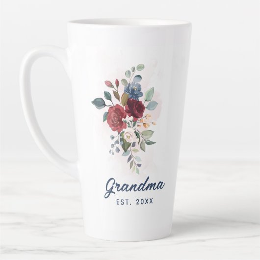 Elegante Watercolor Blumengranma Custom Milchtasse (Links)