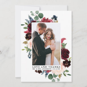 Elegante Watercolor Blumengrün Liebe Dank Dankeskarte