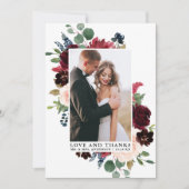 Elegante Watercolor Blumengrün Liebe Dank Dankeskarte (Vorderseite)