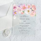 Elegante Watercolor Blütenhochzeit Acryleinladungen