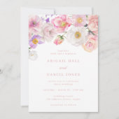 Elegante Watercolor Blütenhochzeit Einladung (Vorderseite)
