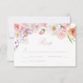 Elegante Watercolor Blütenhochzeit RSVP Karte (Vorderseite)