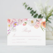 Elegante Watercolor Blütenhochzeit RSVP Karte (Stehend Vorderseite)