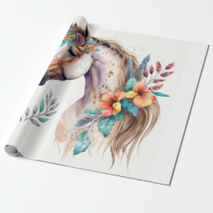 Elegante Watercolor Boho Einhorn Geschenkpapier