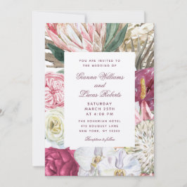 Elegante Watercolor Boho Floral Country Wedding Einladung