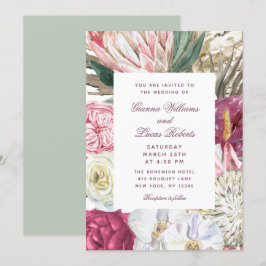 Elegante Watercolor Boho Floral Country Wedding Einladung