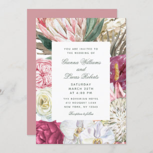 Elegante Watercolor Boho Floral Country Wedding Einladung