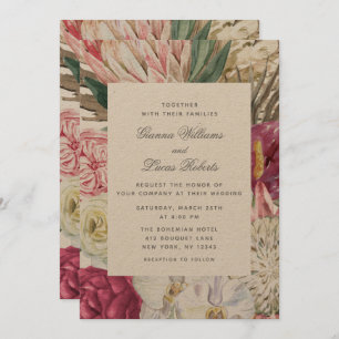 Elegante Watercolor Boho Floral Country Wedding Einladung