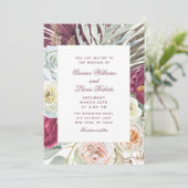 Elegante Watercolor Boho Floral Country Wedding Einladung (Stehend Vorderseite)